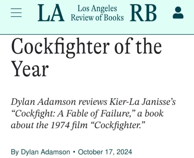 The first review of my new book! And in the @lareviewofbooks too!
Honoured that the reviewer Dylan Adamson put so much thought and care into this 🐓
Read the full review at https://lareviewofbooks.org/article/cockfighter-of-the-year/